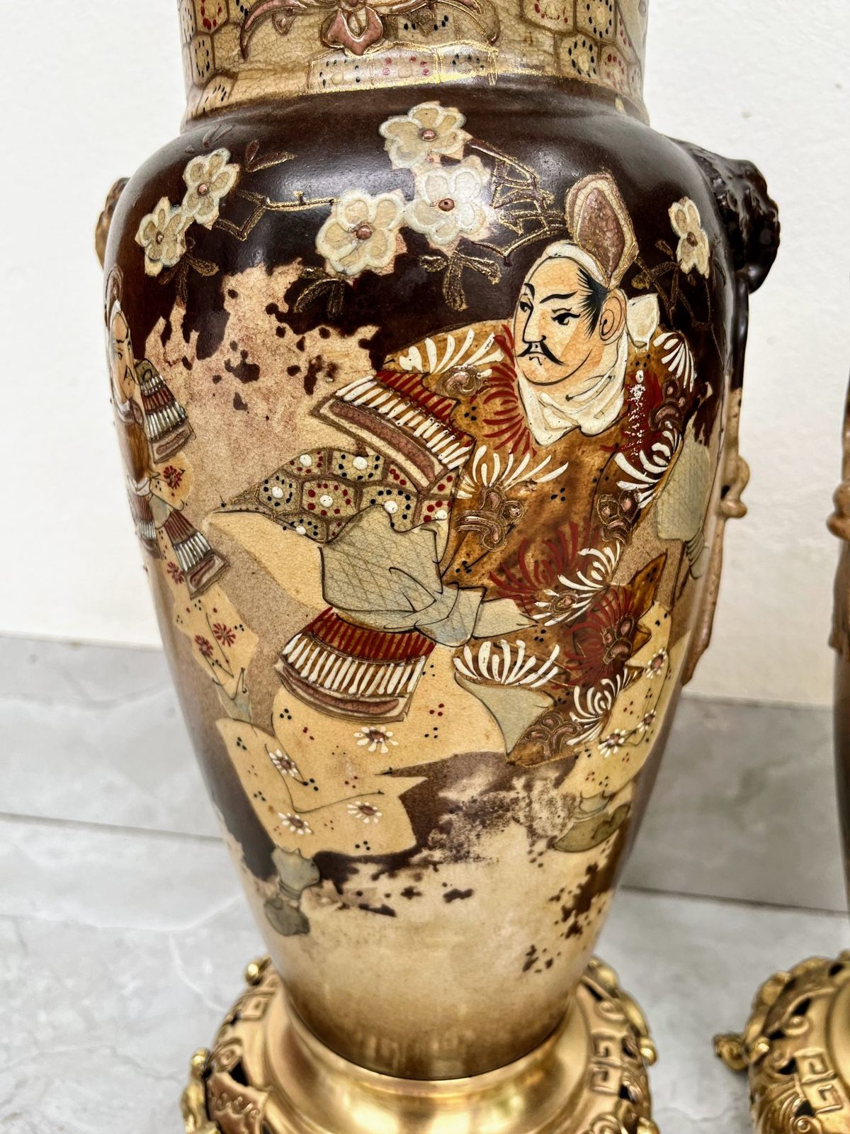 Cặp bình Satsuma Nhật Bản, cao 37cm – ảnh 6