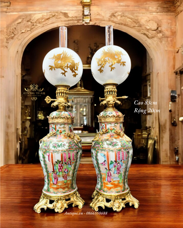 Cặp đèn dầu sứ – ảnh 1