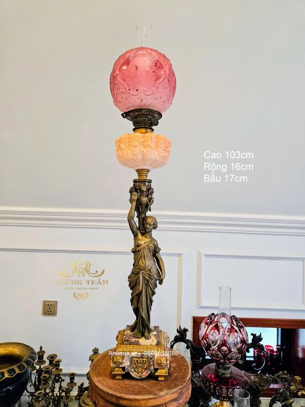 Đèn dầu tượng Pháp, cao 103cm – ảnh 1
