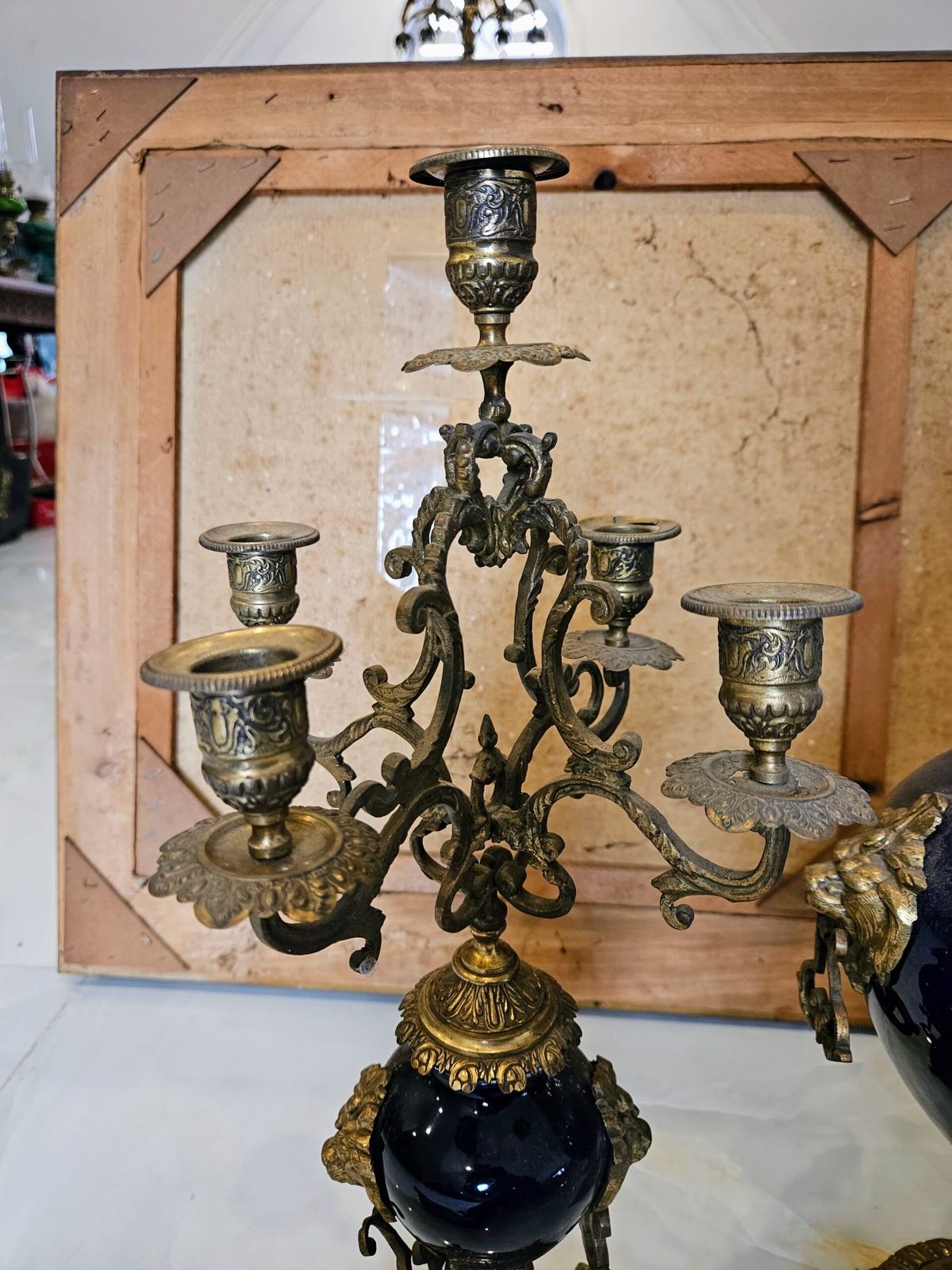Bộ đồng hồ chân nến Pháp, cao 56cm – ảnh 4