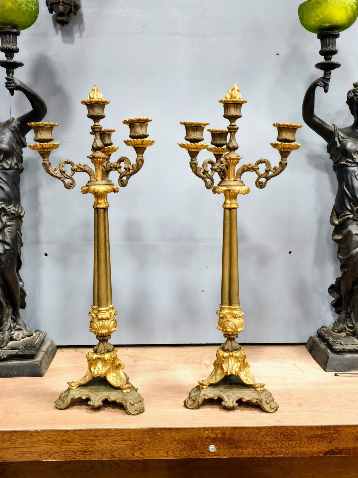 Cặp chân nến cổ Pháp, cao 54cm – ảnh 2