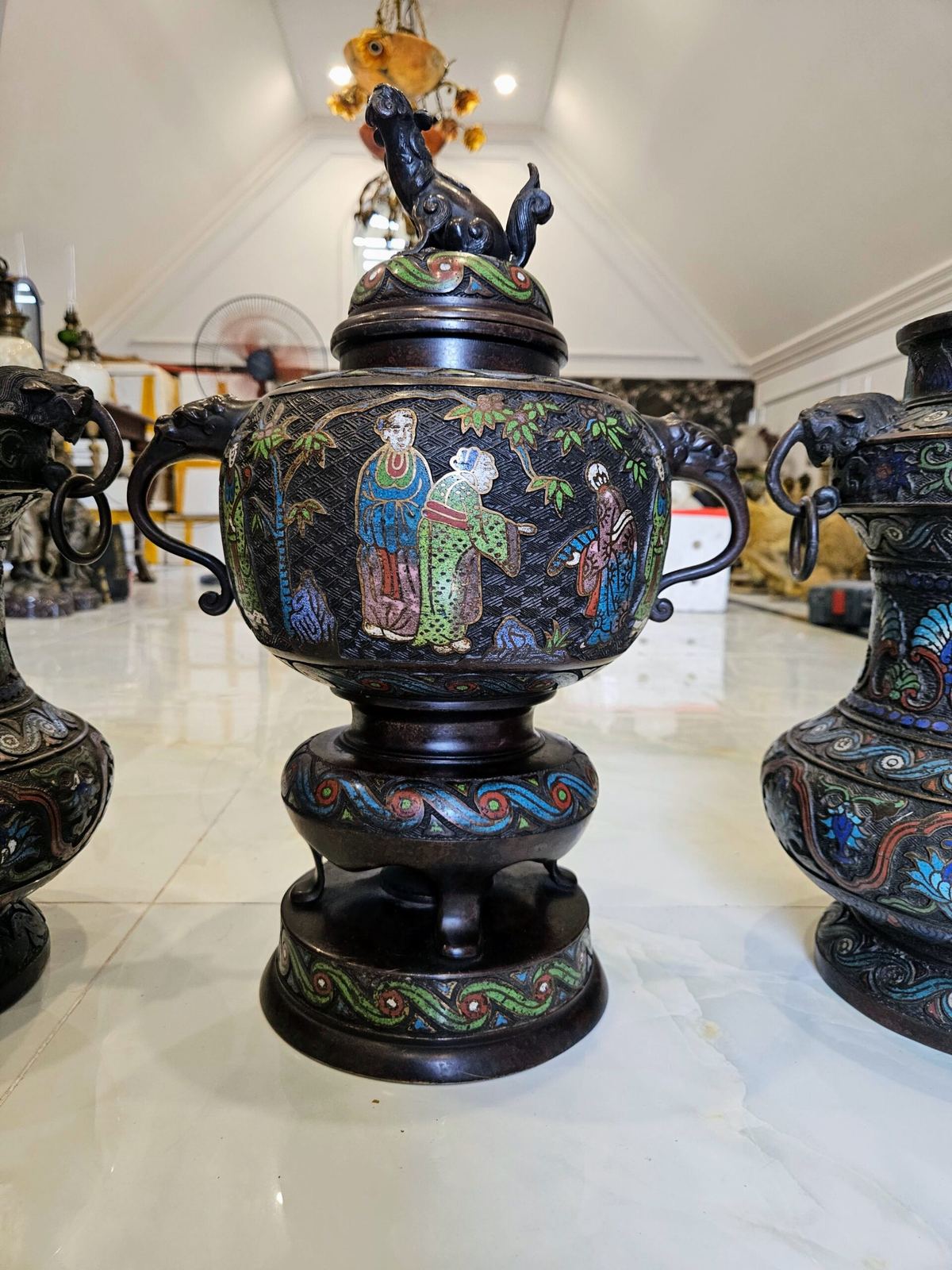 Bộ 3 món pháp lam, cao 47cm – ảnh 2
