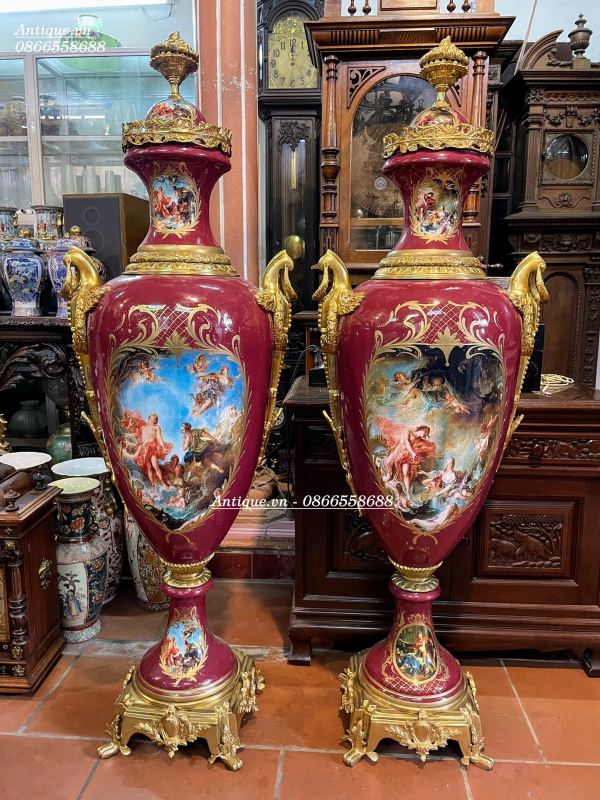 Cặp bình sứ 1m50 Bỉ, cao 157cm – ảnh 1