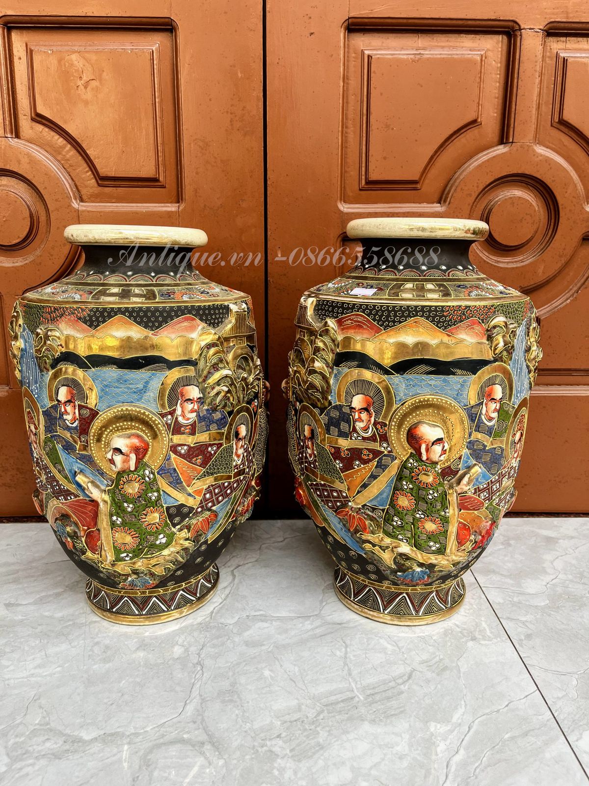 Cặp bình Satsuma Nhật – ảnh 1