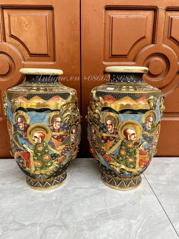 Cặp bình Satsuma Nhật – ảnh 1