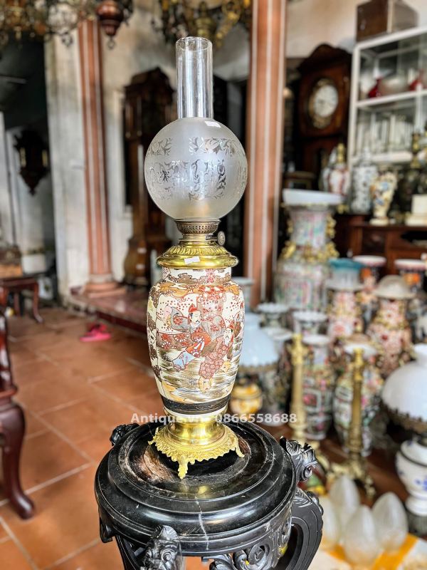 Đèn dầu để bàn Pháp, cao 61cm – ảnh 1