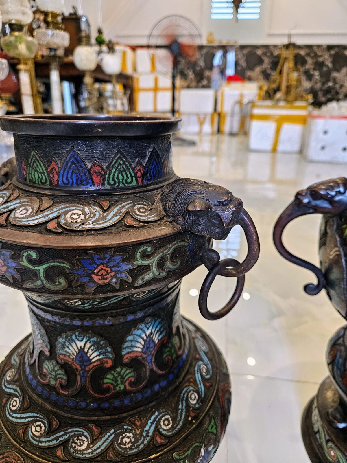 Bộ 3 món pháp lam, cao 47cm – ảnh 7