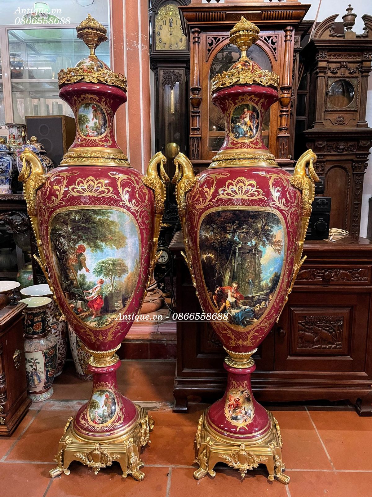 Cặp bình sứ 1m50 Bỉ, cao 157cm – ảnh 2