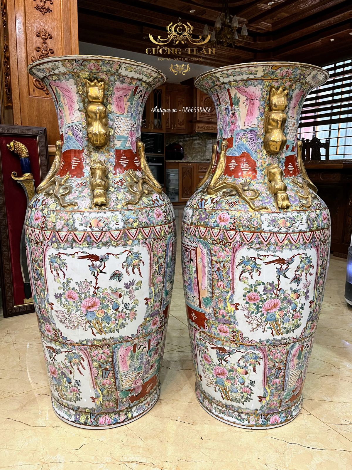 Cặp bình Trung Trung Quốc, cao 93cm – ảnh 1