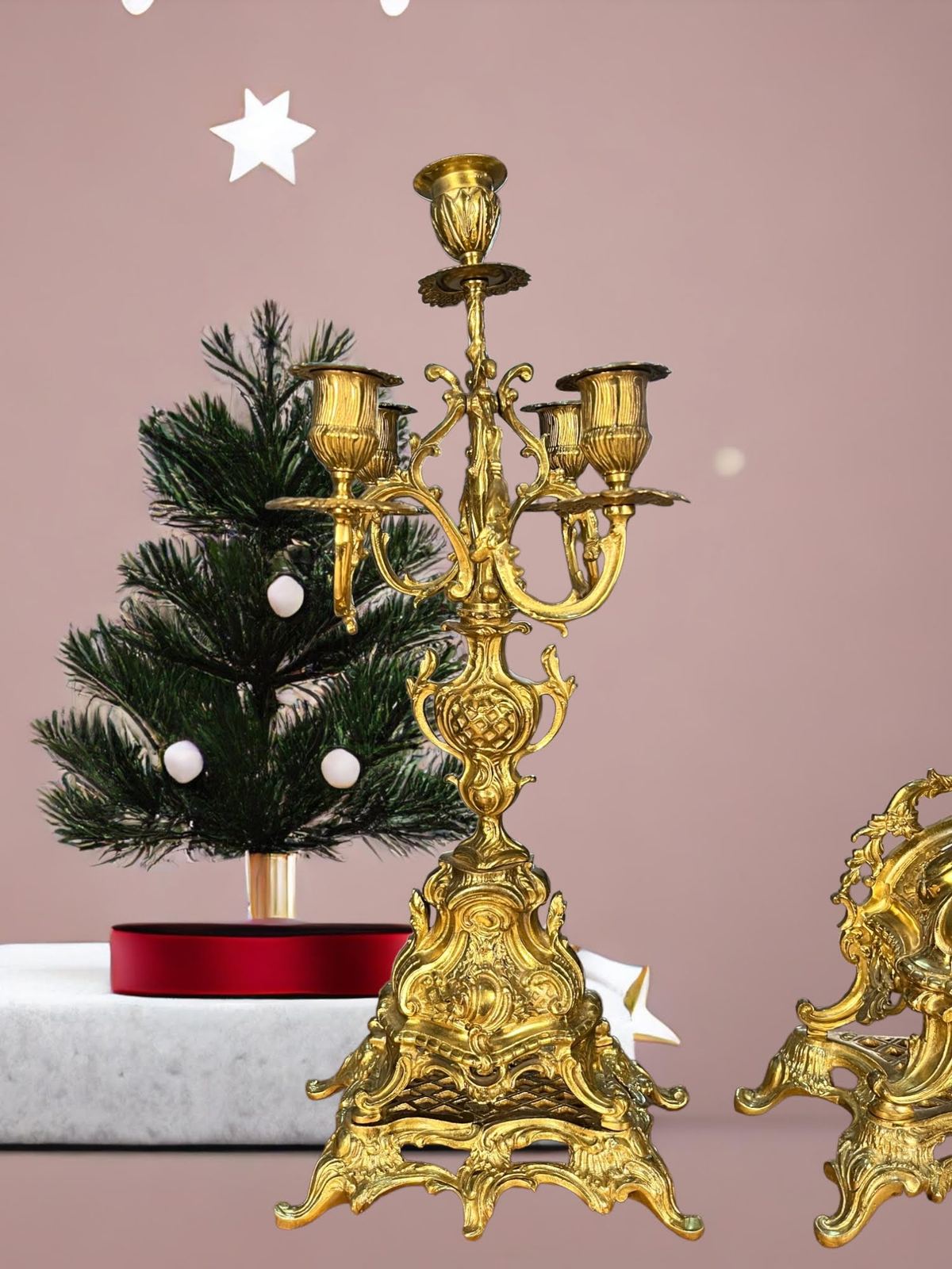 Bộ đồng hồ chân nến Pháp, cao 48cm – ảnh 9