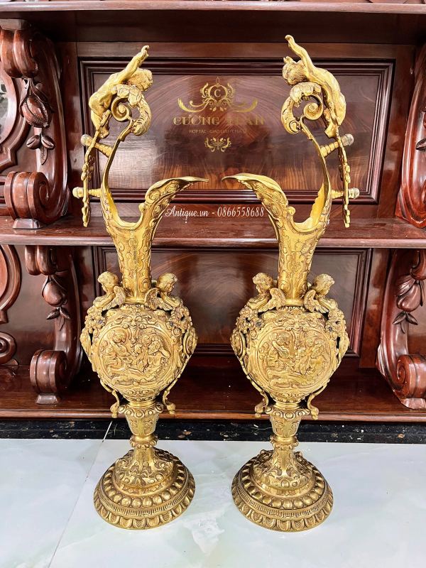 Cặp bình đồng Pháp, cao 60cm – ảnh 1