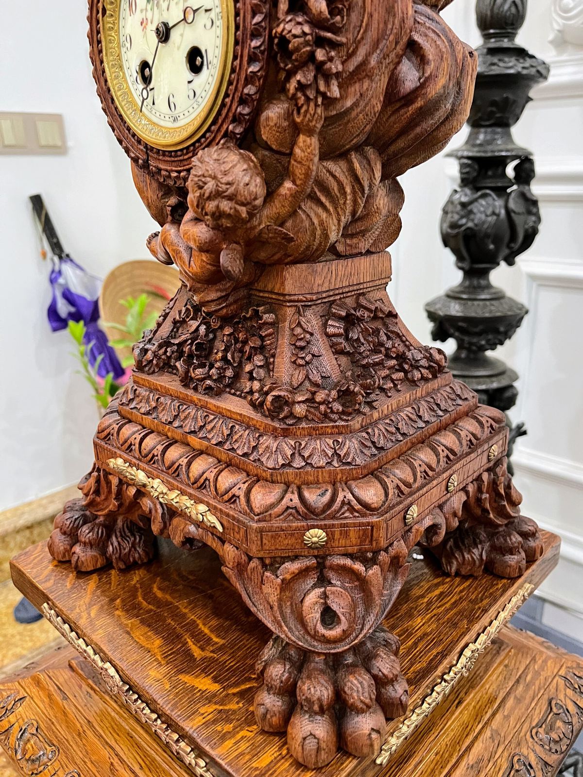 Bộ đồng hồ tượng gỗ – ảnh 4