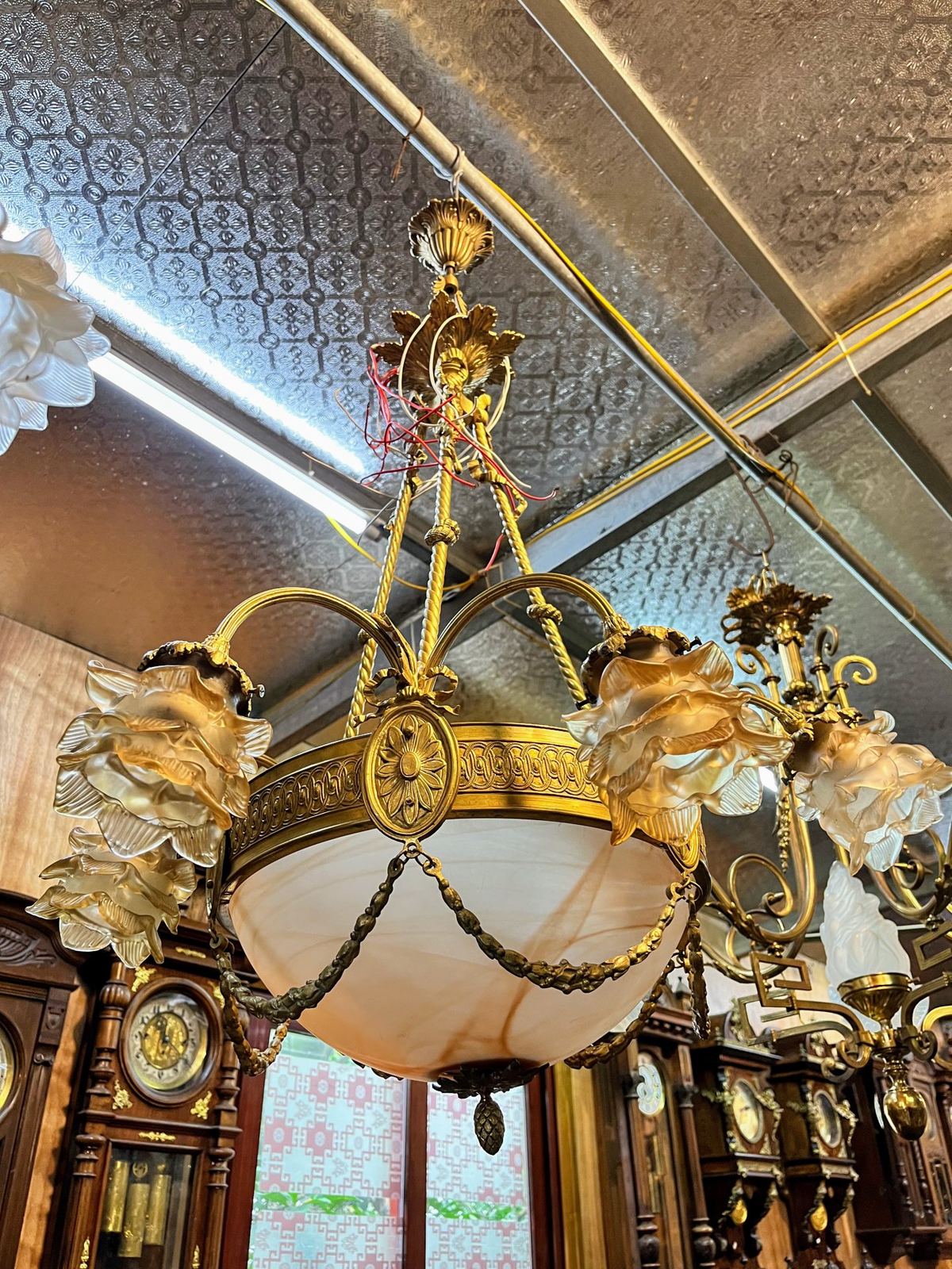 Đèn chùm chao đá Pháp, dài 90cm – ảnh 2