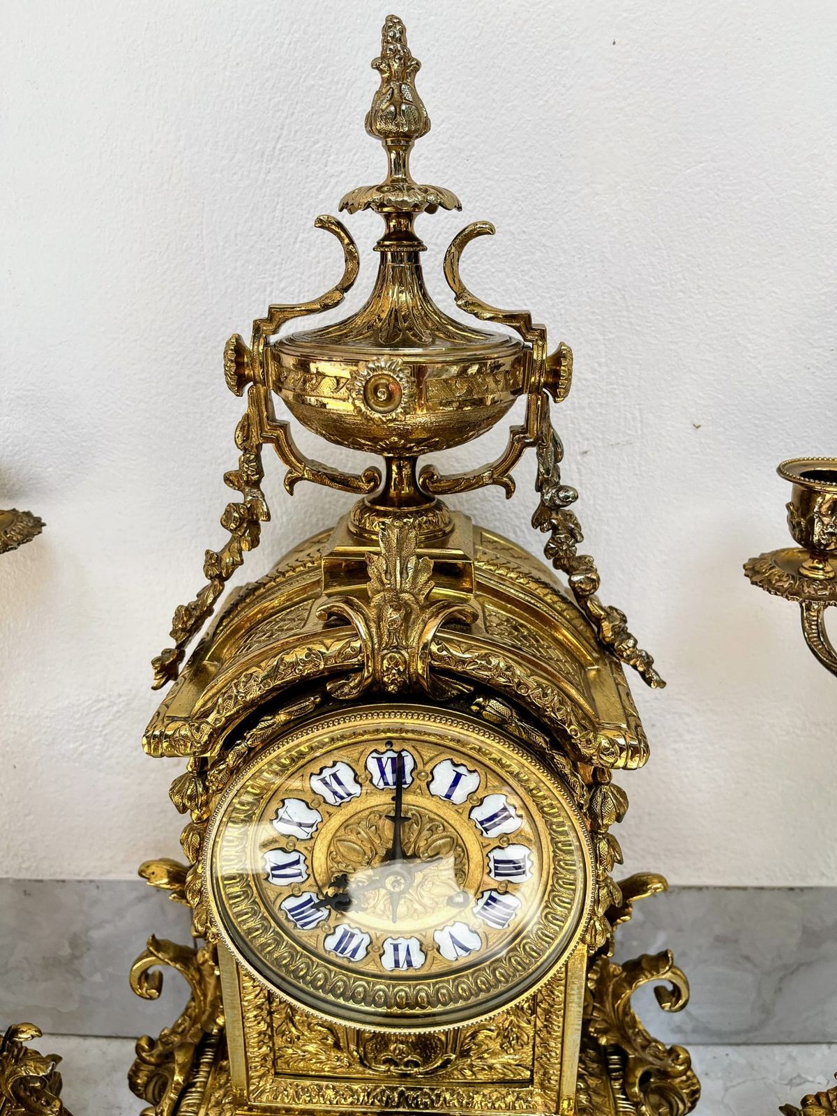 Bộ đồng hồ chân nến Pháp, cao 49cm – ảnh 5