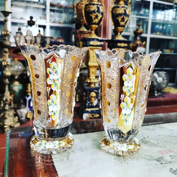 Đôi bình hoa pha lê Tiệp – ảnh 1