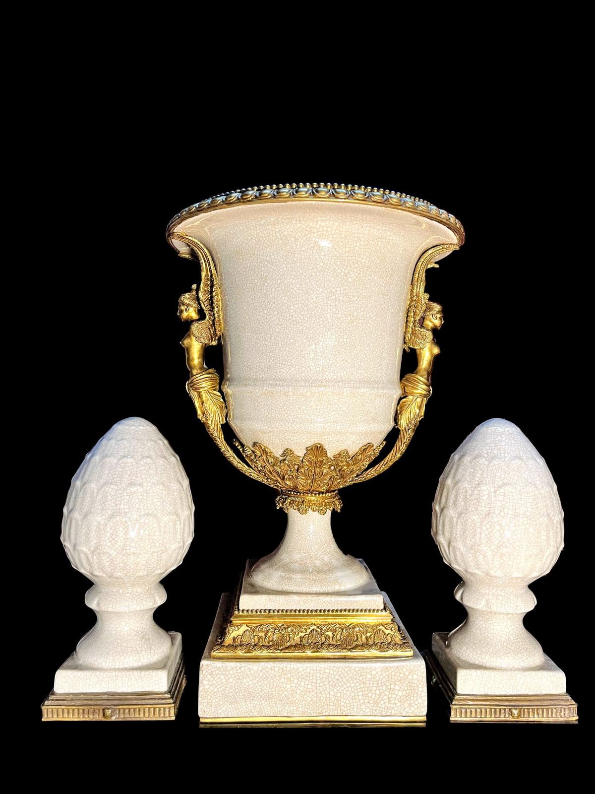 Bộ 3 món sứ men rạn, cao 47cm – ảnh 1