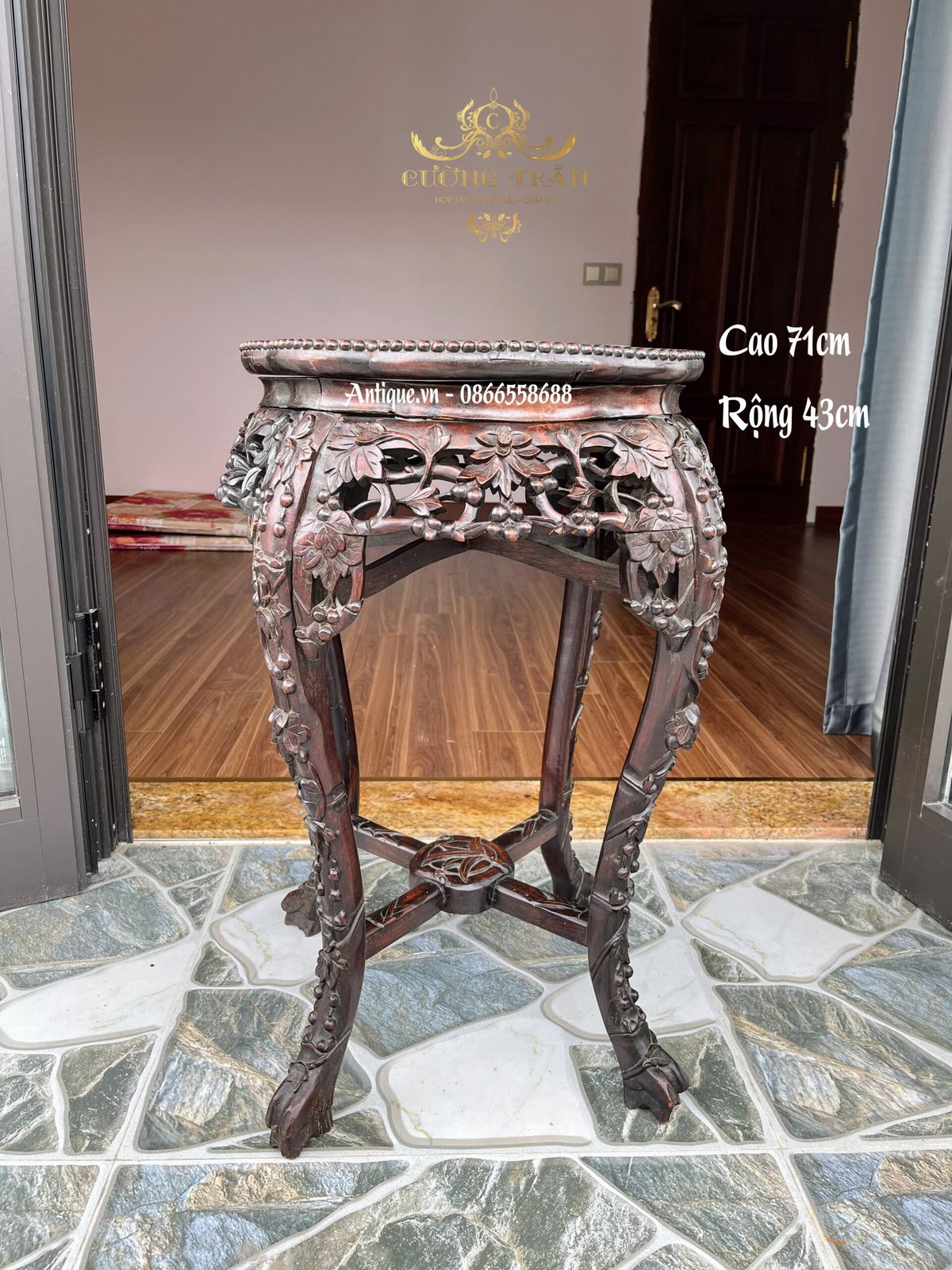 Đôn gỗ mặt đá – ảnh 1