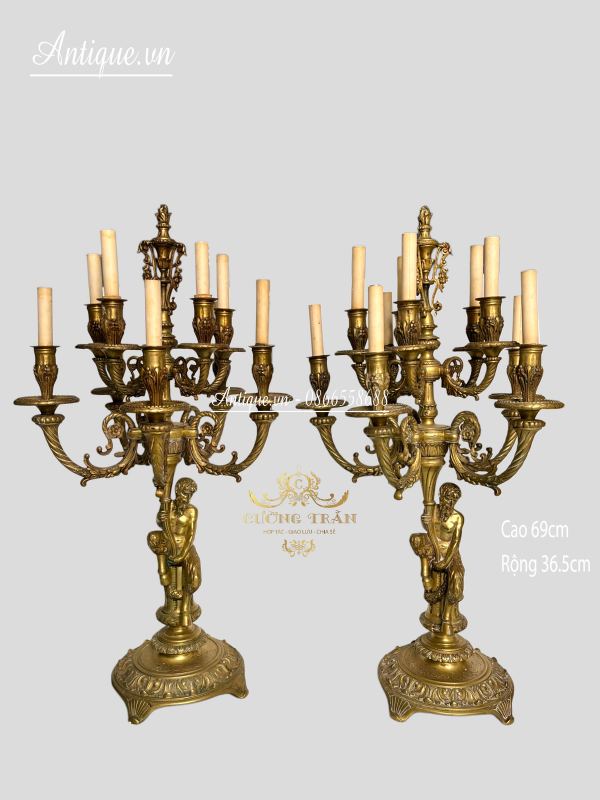 Cặp chân nến điện đồng cổ Pháp – ảnh 1