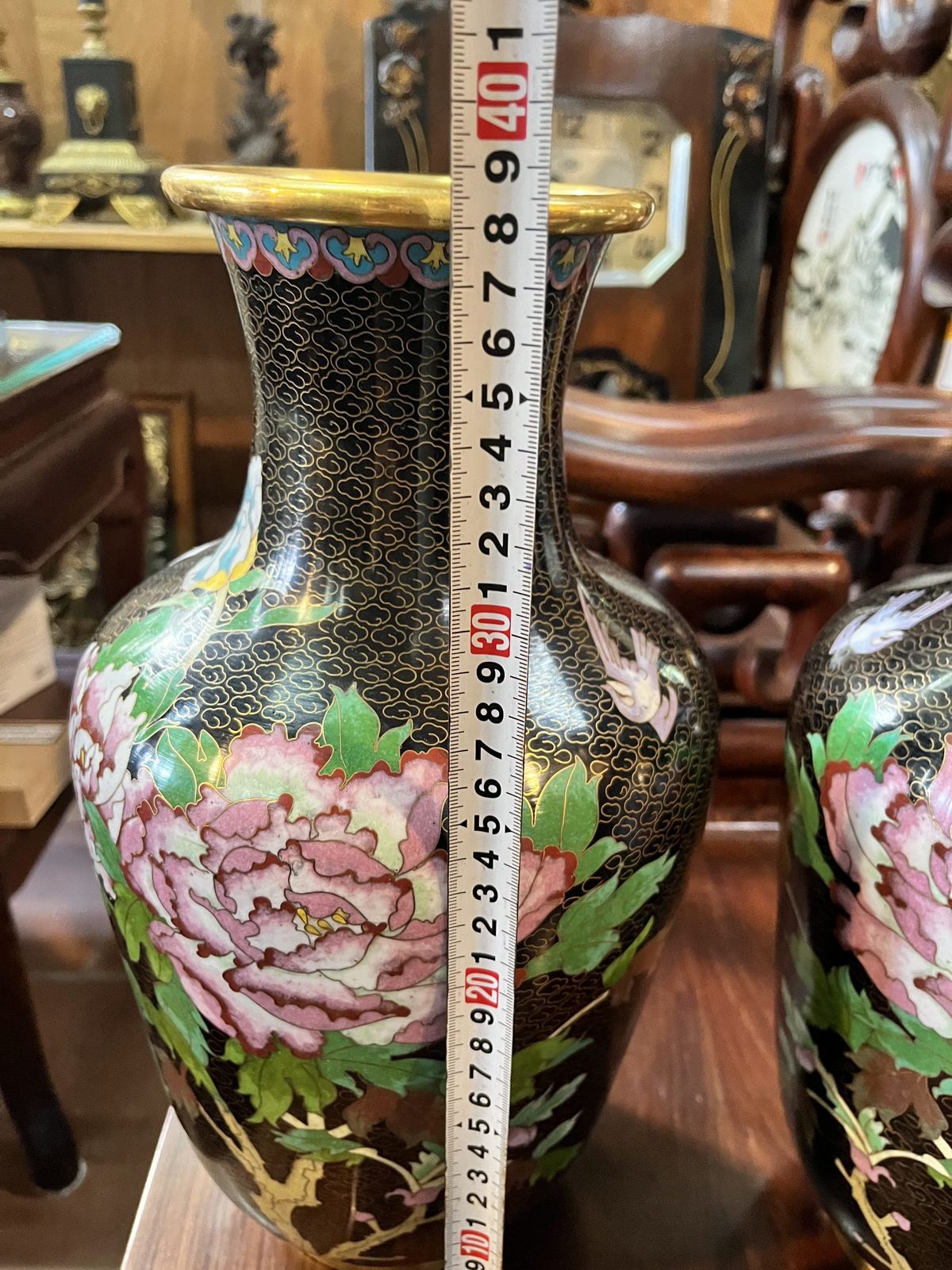 Cặp bình pháp lam, cao 38.5cm – ảnh 2