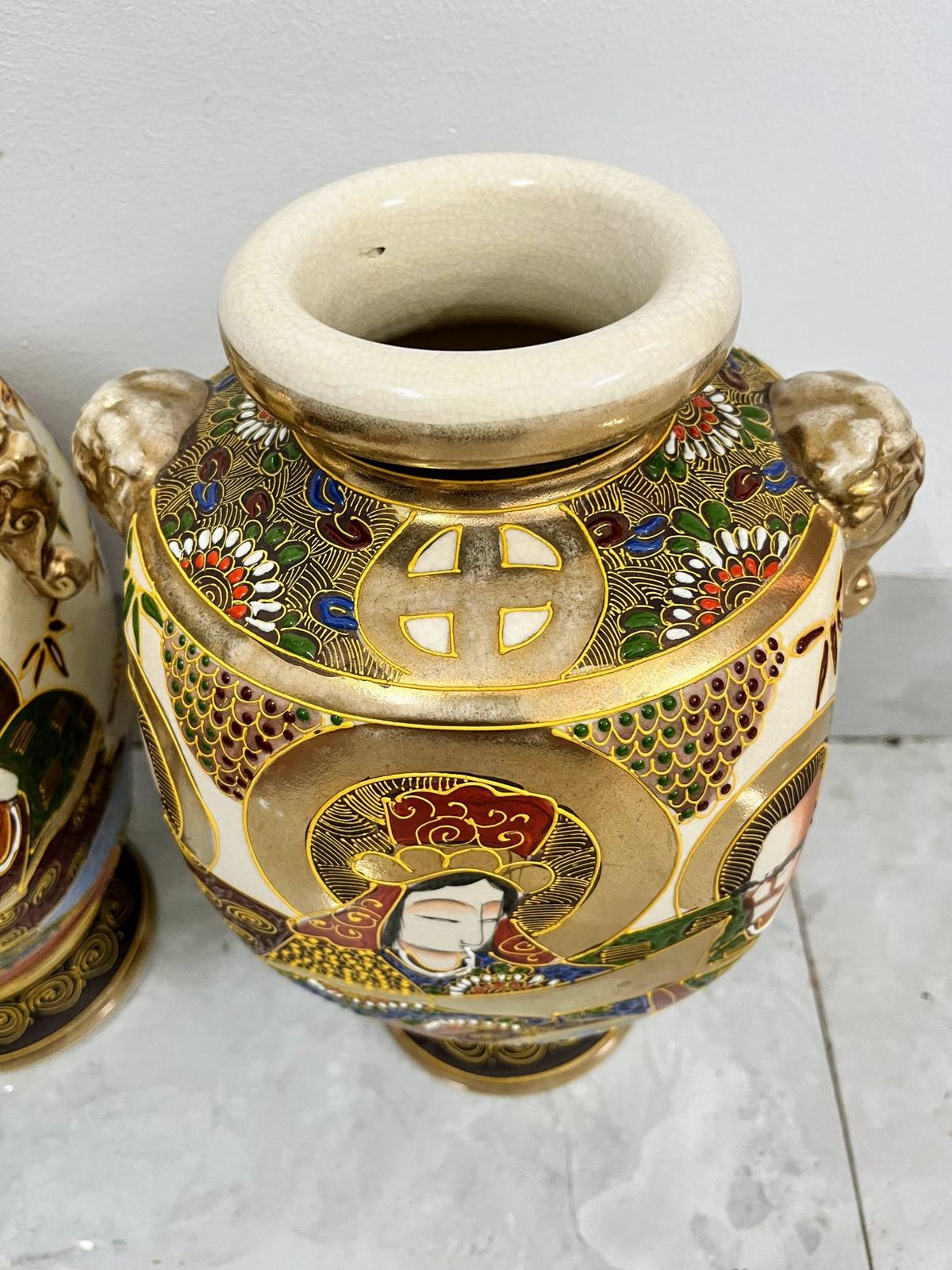Cặp bình gốm Satsuma Nhật Bản, cao 32cm – ảnh 6