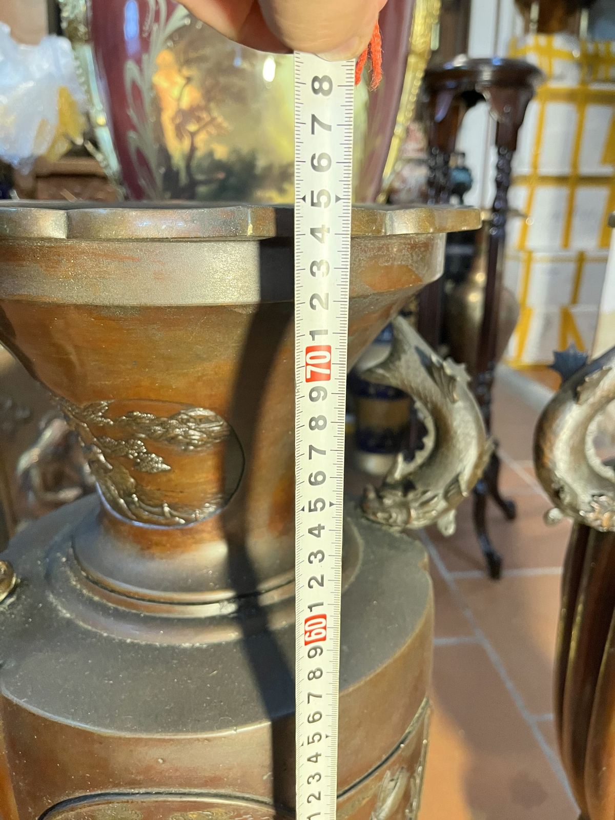 Cặp bình đồng Nhật Bản, cao 75cm – ảnh 8