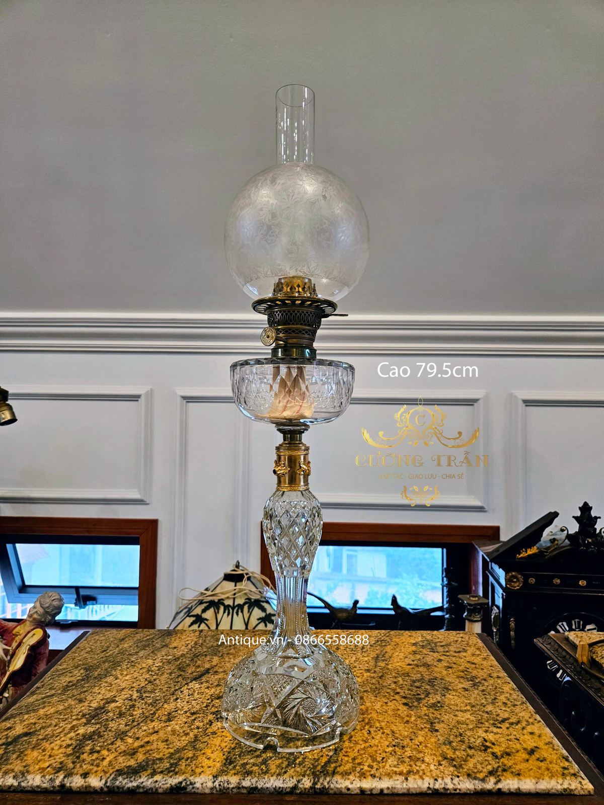 Đèn dầu pha lê, cao 79.5cm – ảnh 1