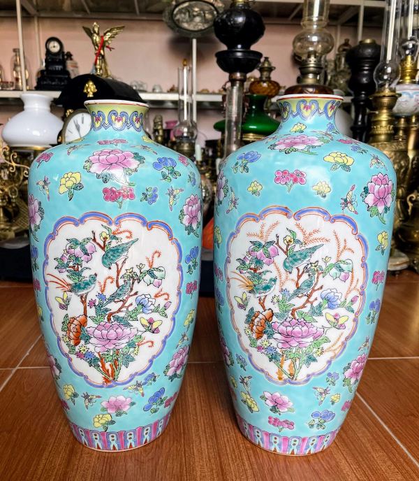 Cặp bình sứ Trung Trung Quốc, cao 37cm – ảnh 1