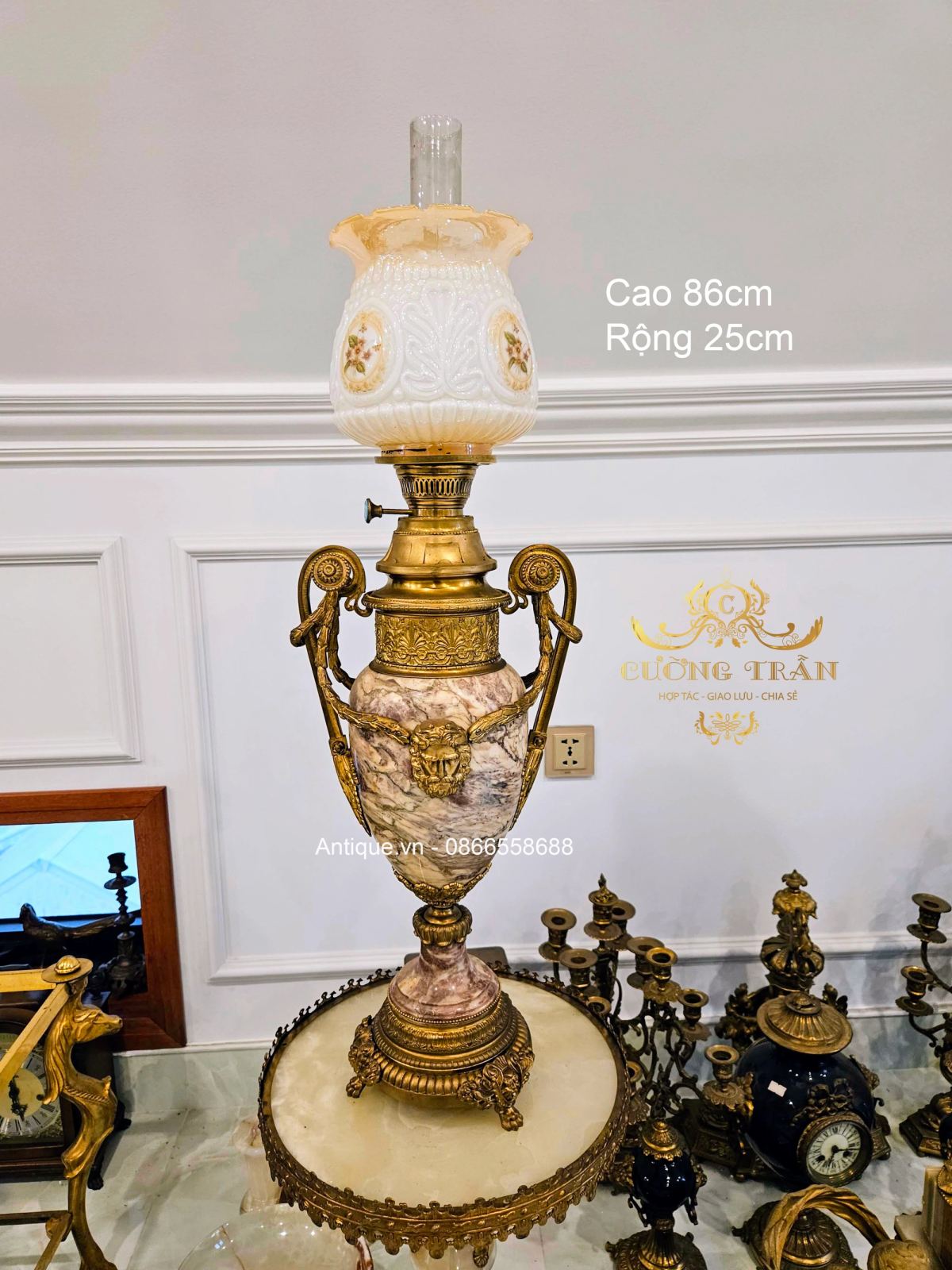 Đèn dầu đá Pháp, cao 86cm – ảnh 1