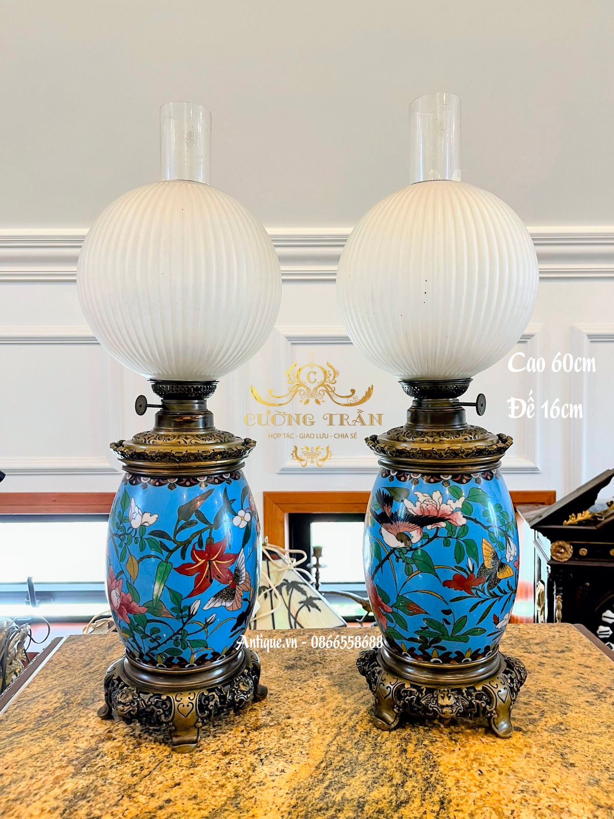 Cặp đèn dầu pháp lam – ảnh 1