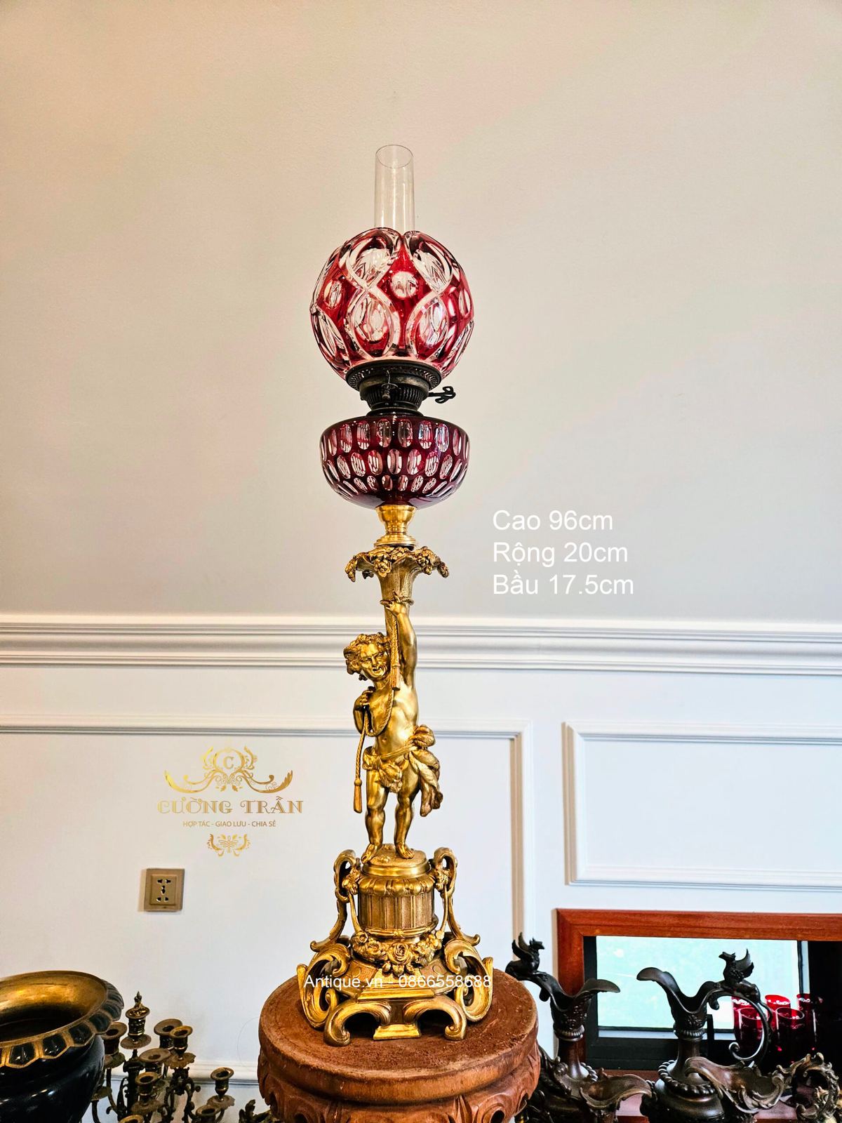 Đèn dầu Pháp, cao 96cm – ảnh 1