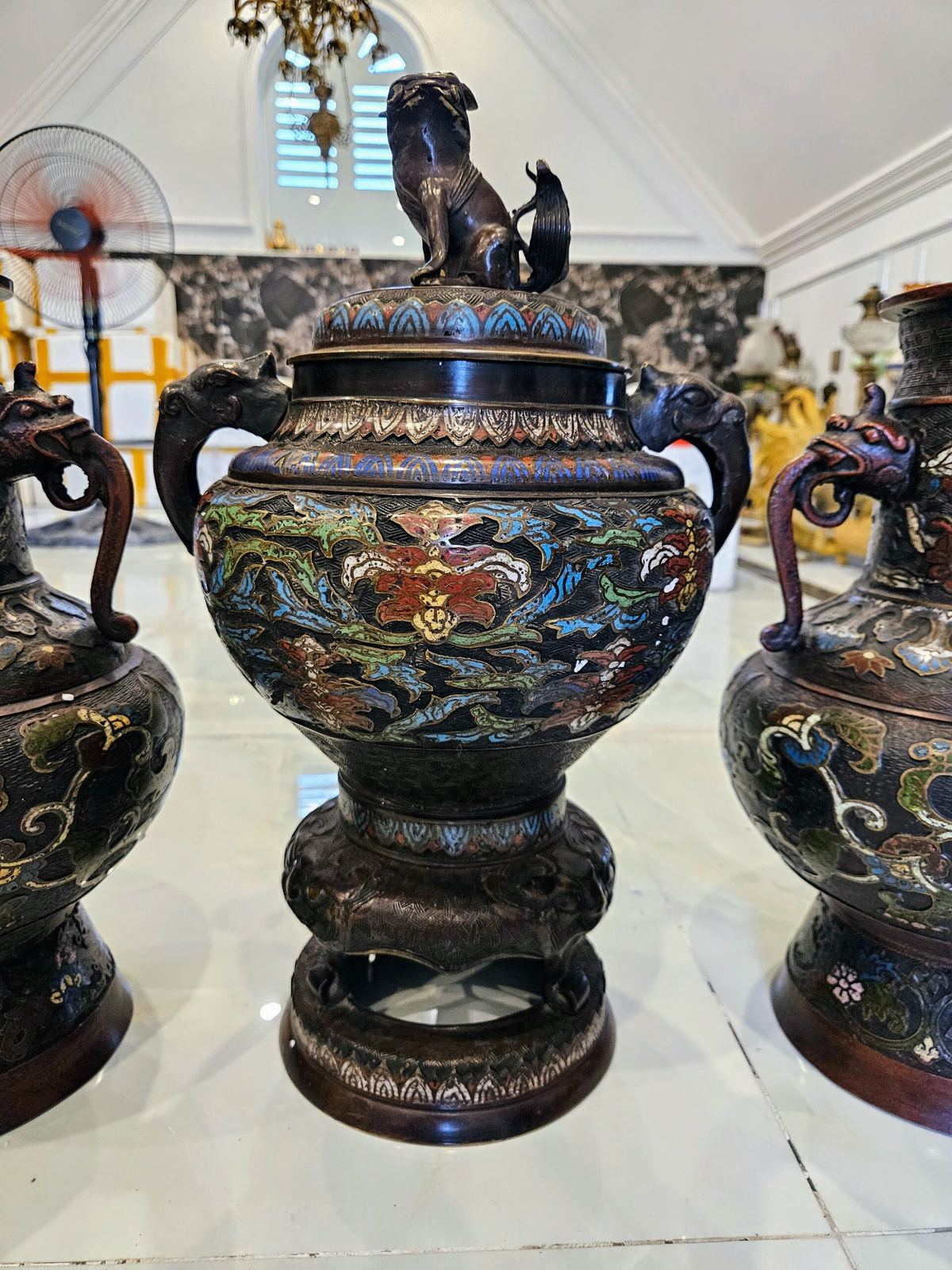 Bộ 3 món pháp lam, cao 47cm – ảnh 2