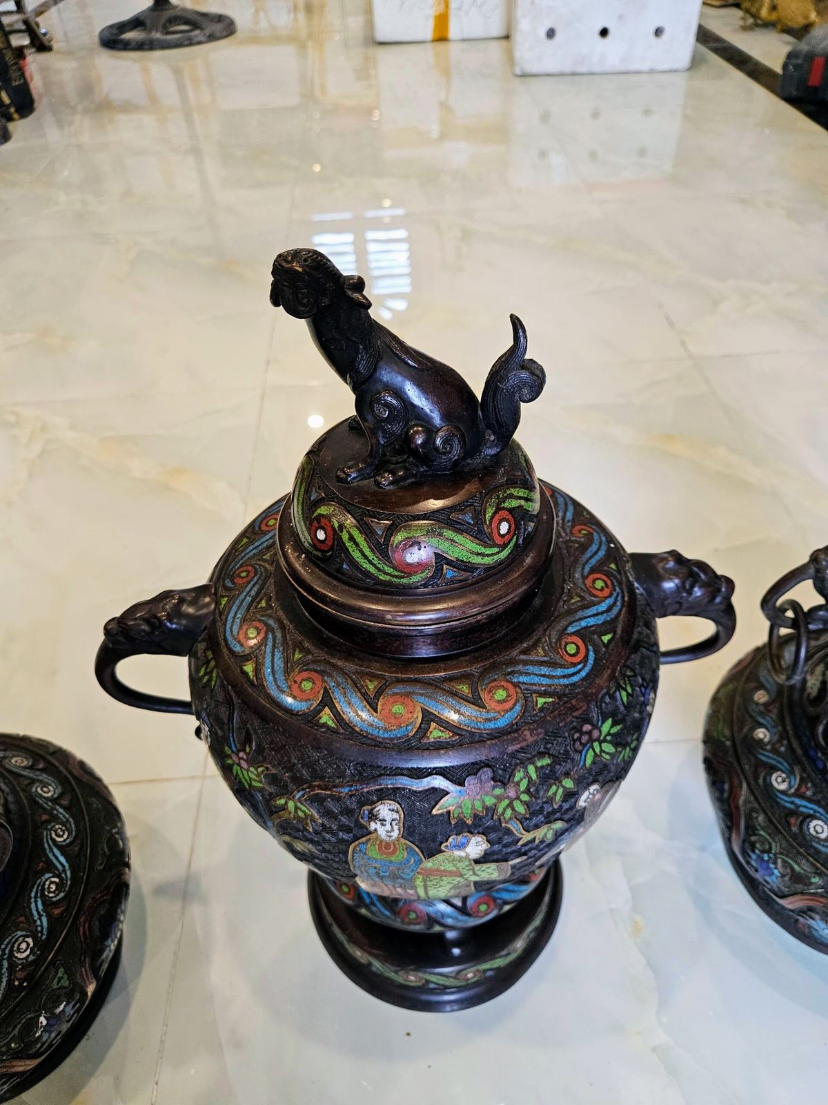 Bộ 3 món pháp lam, cao 47cm – ảnh 3