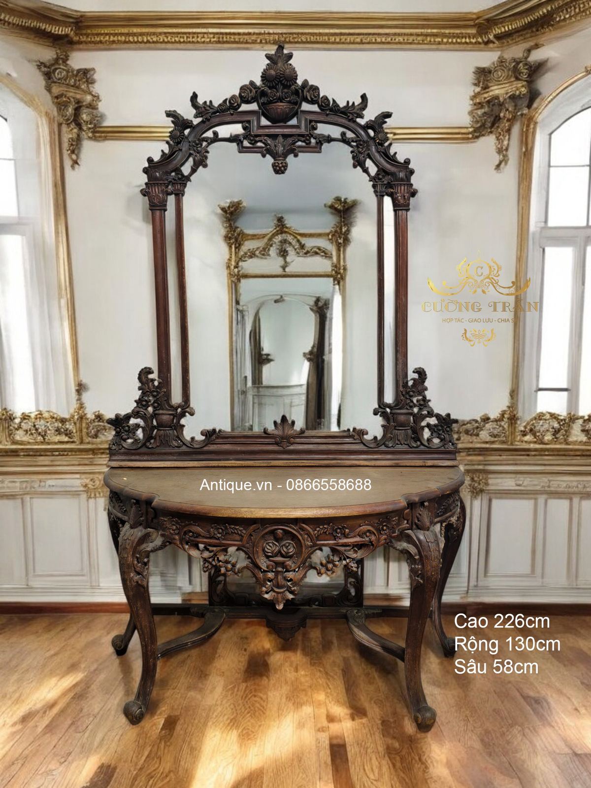 Bộ bàn gương Pháp, cao 80cm – ảnh 1