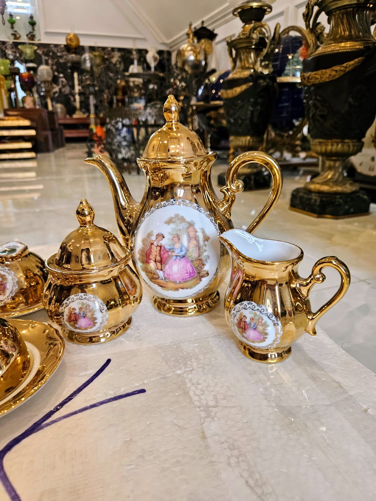 Bộ ấm trà Bavaria mạ vàng 24k – ảnh 3