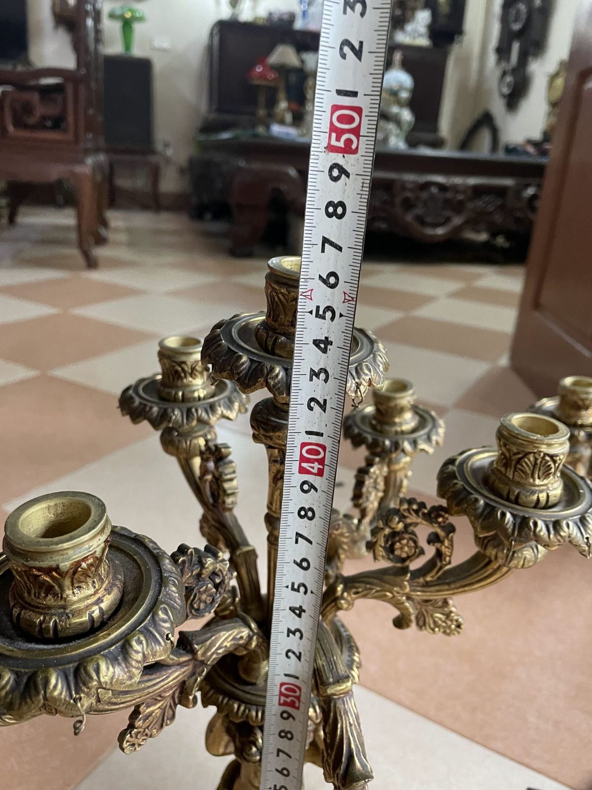 Cặp chân nến đồng Pháp, cao 46cm – ảnh 5