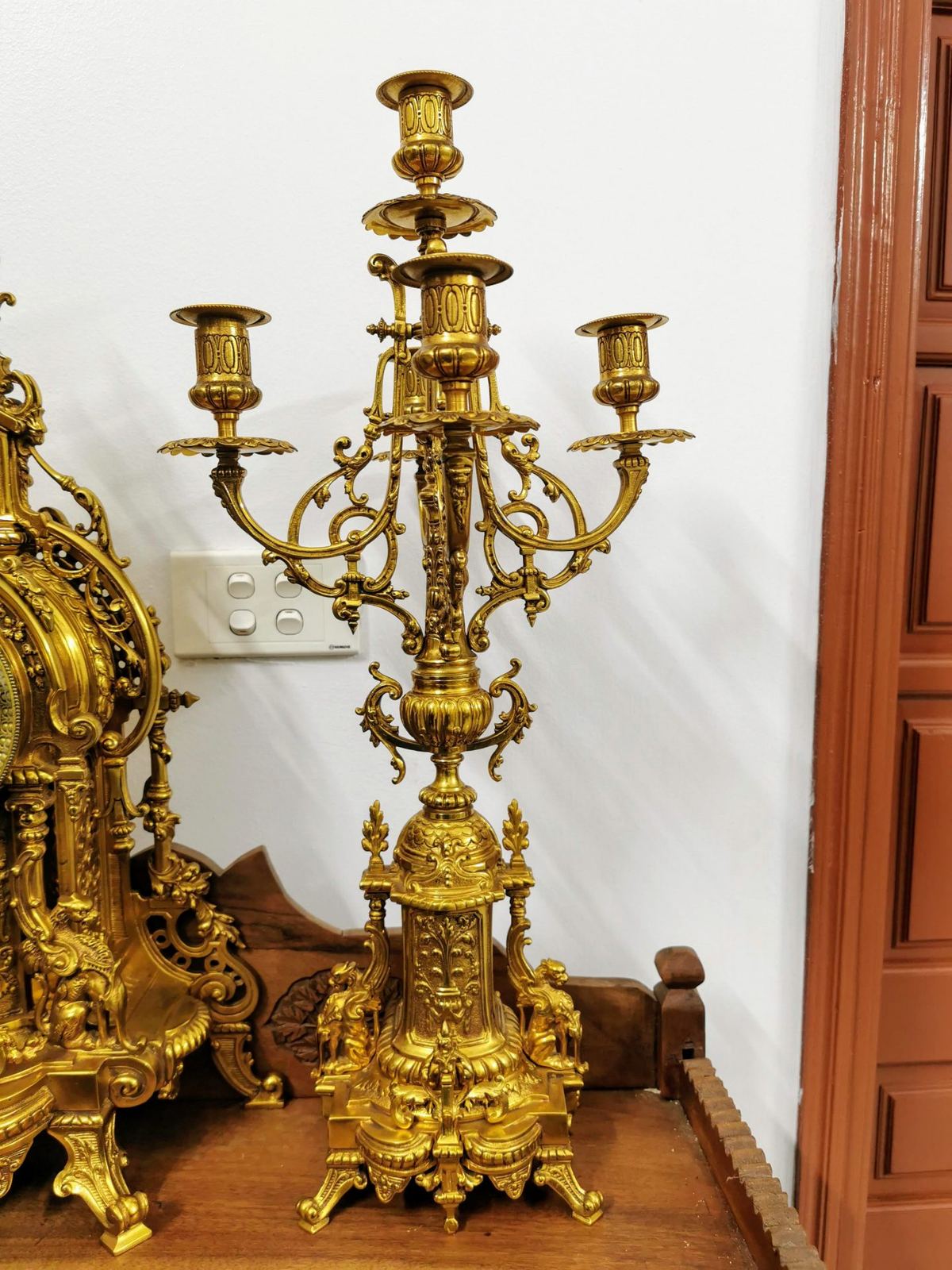 Bộ đồng hồ chân nến Pháp, cao 53cm – ảnh 9