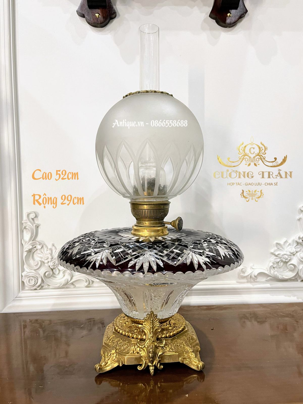 Đèn dầu pha lê Tiệp Khắc – ảnh 1