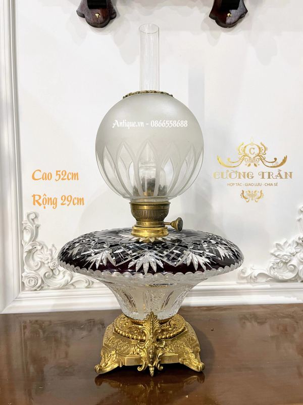 Đèn dầu pha lê Tiệp Khắc – ảnh 1