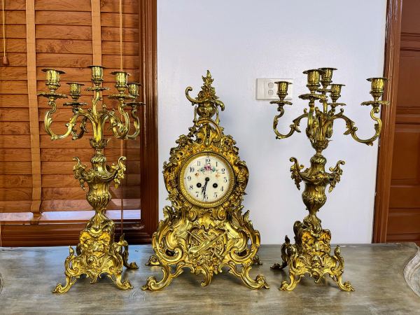 Bộ đồng hồ chân nến Pháp, cao 52cm – ảnh 1