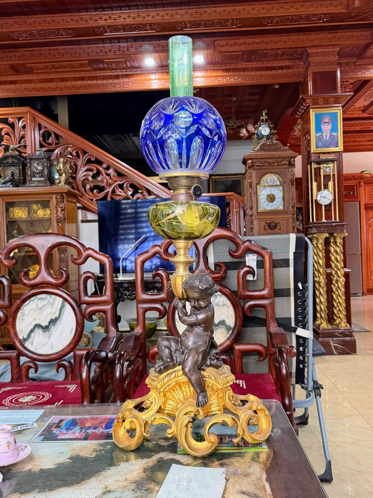 Đèn dầu Pháp, cao 81cm – ảnh 2