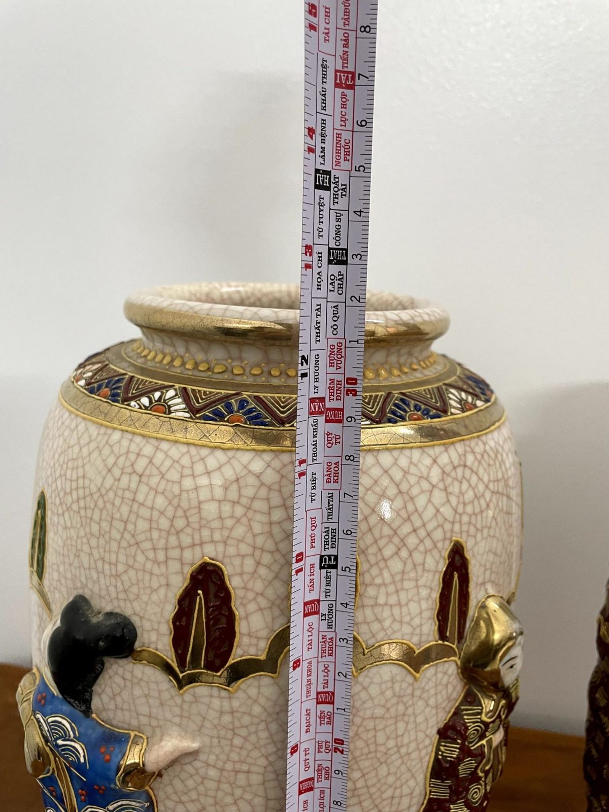 Cặp bình satsuma Nhật Bản, cao 32cm – ảnh 5