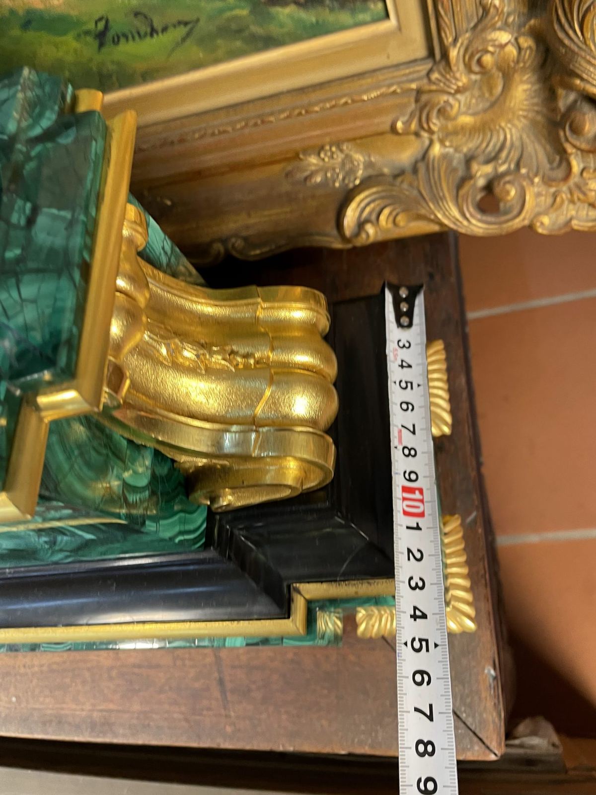 Bộ đồng hồ chân nến malachit – ảnh 18