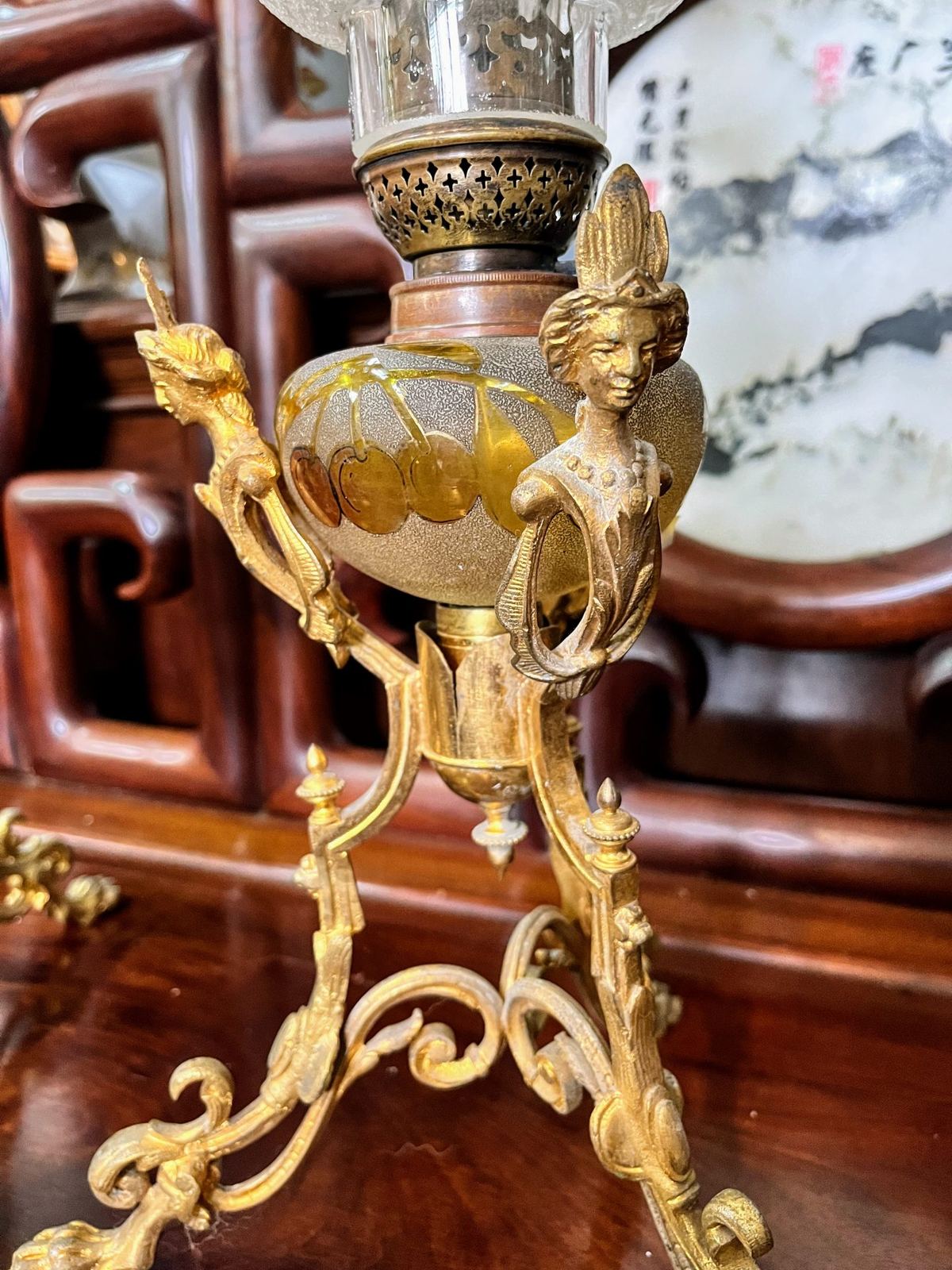 Cặp đèn dầu 3 chân Pháp – ảnh 3