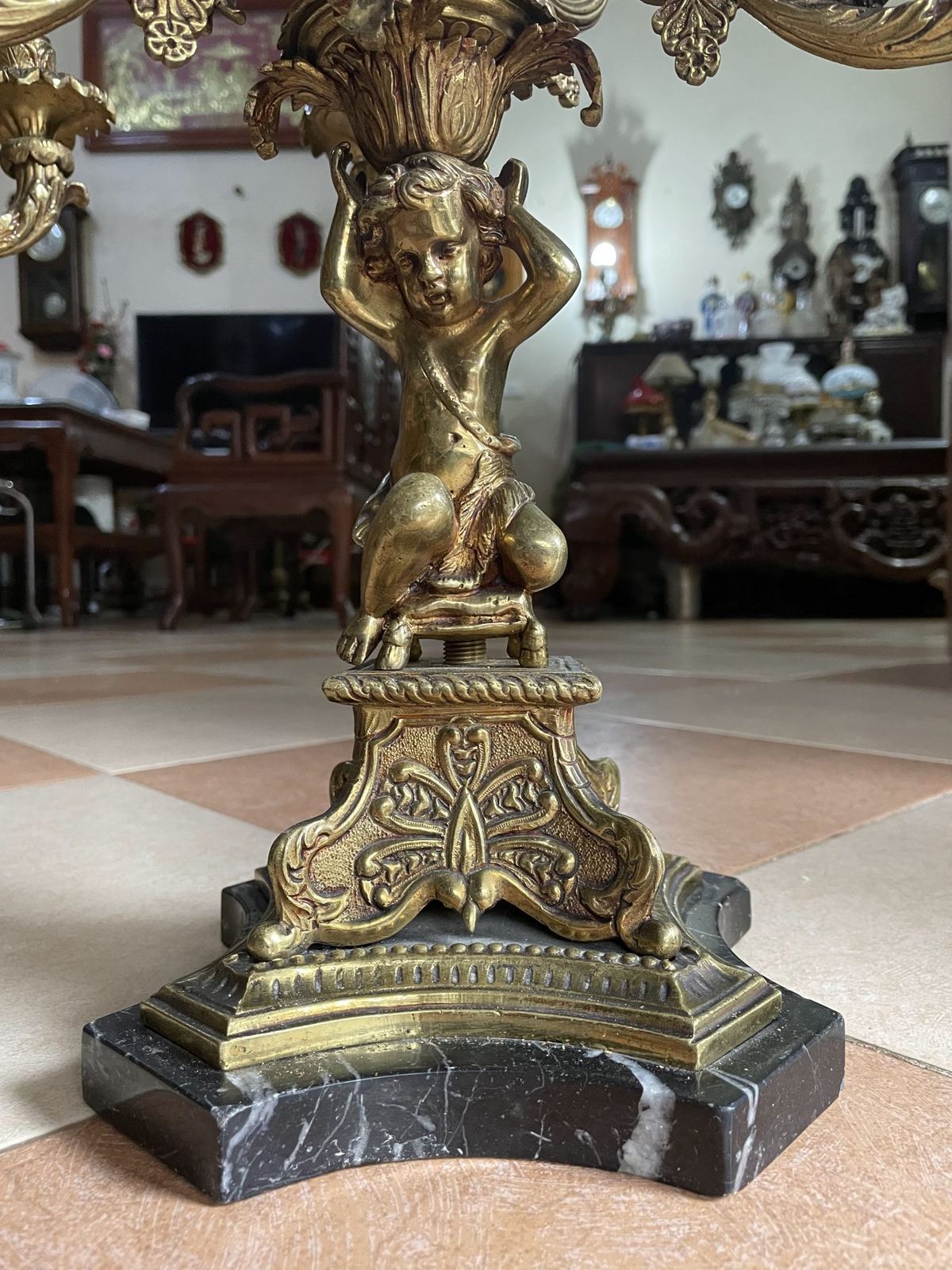 Cặp chân nến đồng Pháp, cao 46cm – ảnh 4