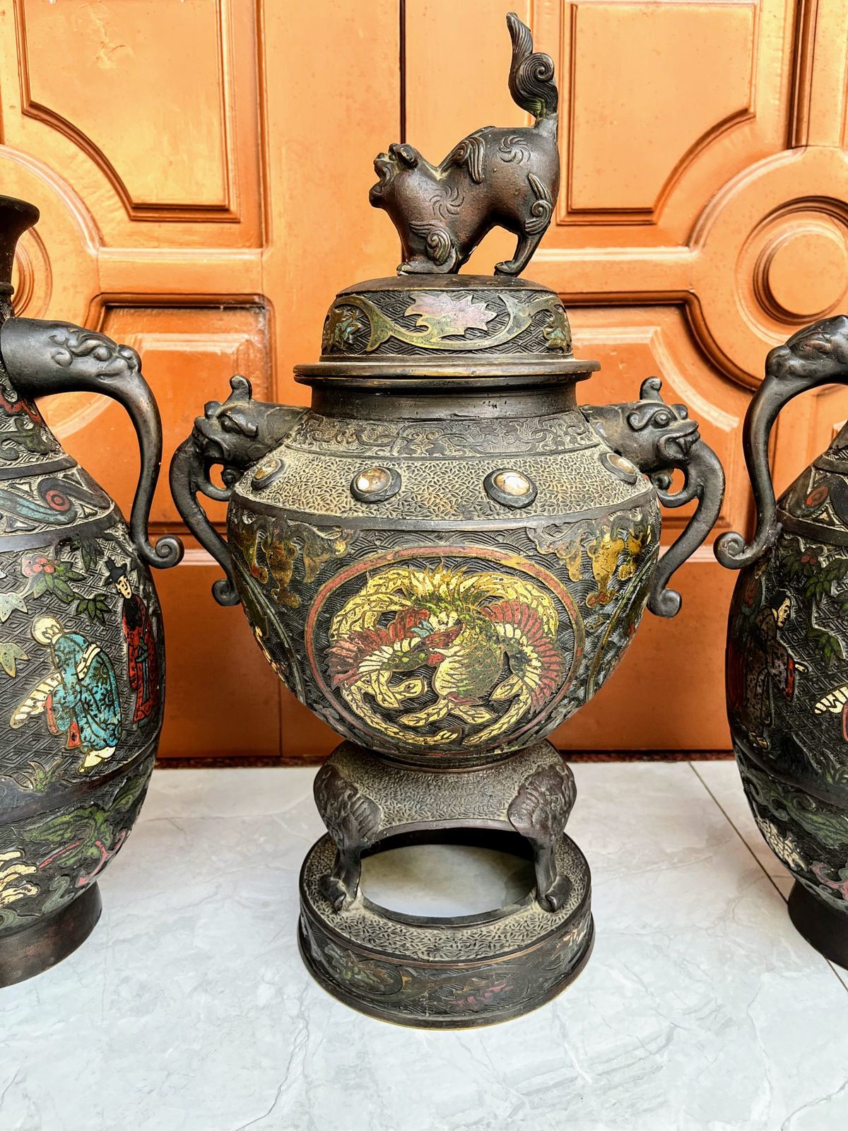 Bộ 3 món pháp lam, cao 40cm – ảnh 6