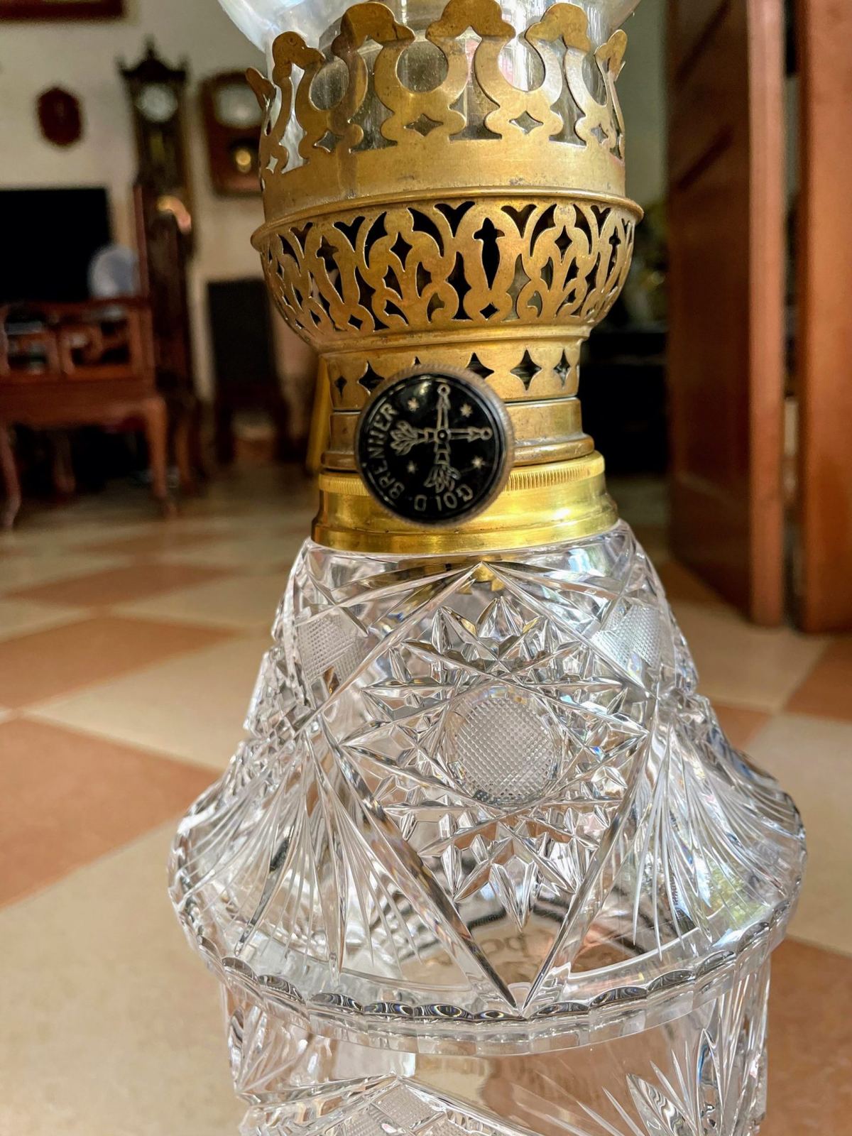 Đèn dầu pha lê Pháp, cao 69cm – ảnh 3