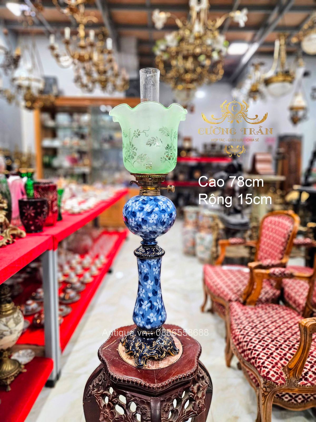 Một chiếc đèn dầu sứ của Pháp thương hiệu Limoges danh tiếng – ảnh 1