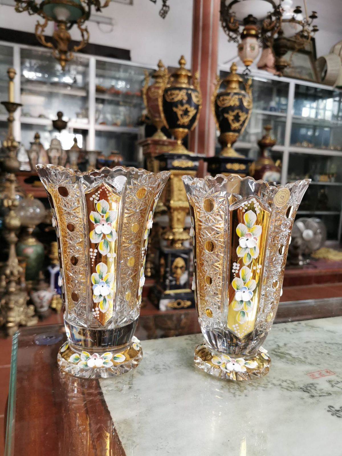Đôi bình hoa pha lê Tiệp – ảnh 2