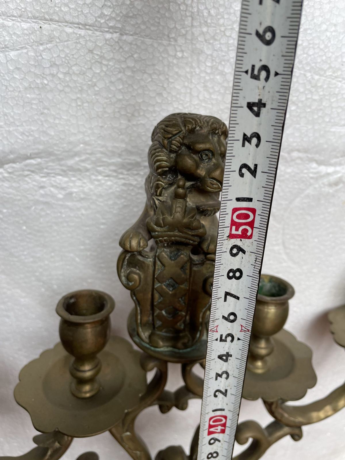 Cặp chân nến đồng Pháp, cao 53.5cm – ảnh 5