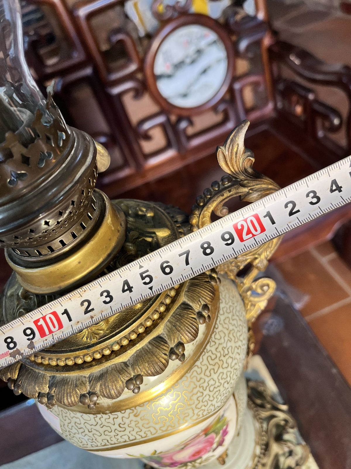 Đèn dầu sứ Pháp, cao 69cm – ảnh 7